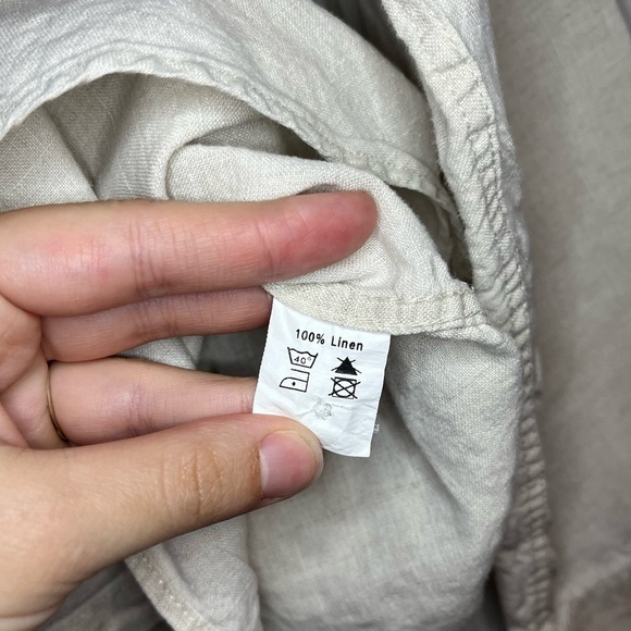 100% Linen Button Down Shirt in Beige Size XXL - Picture 4 of 4